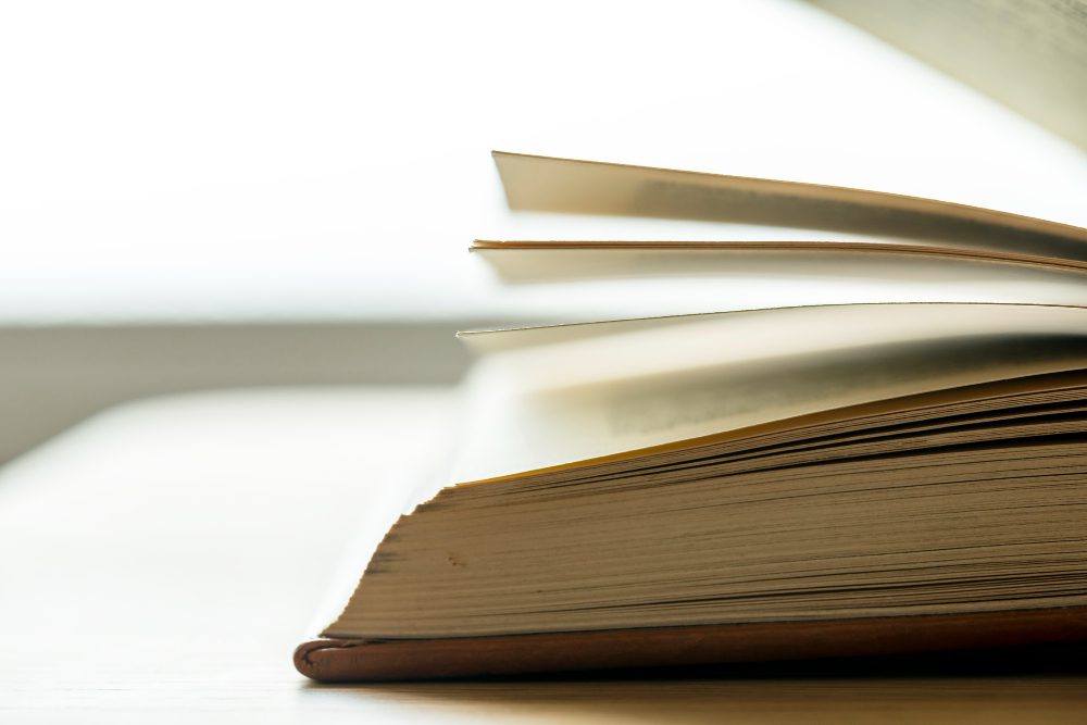 Open book on a desk